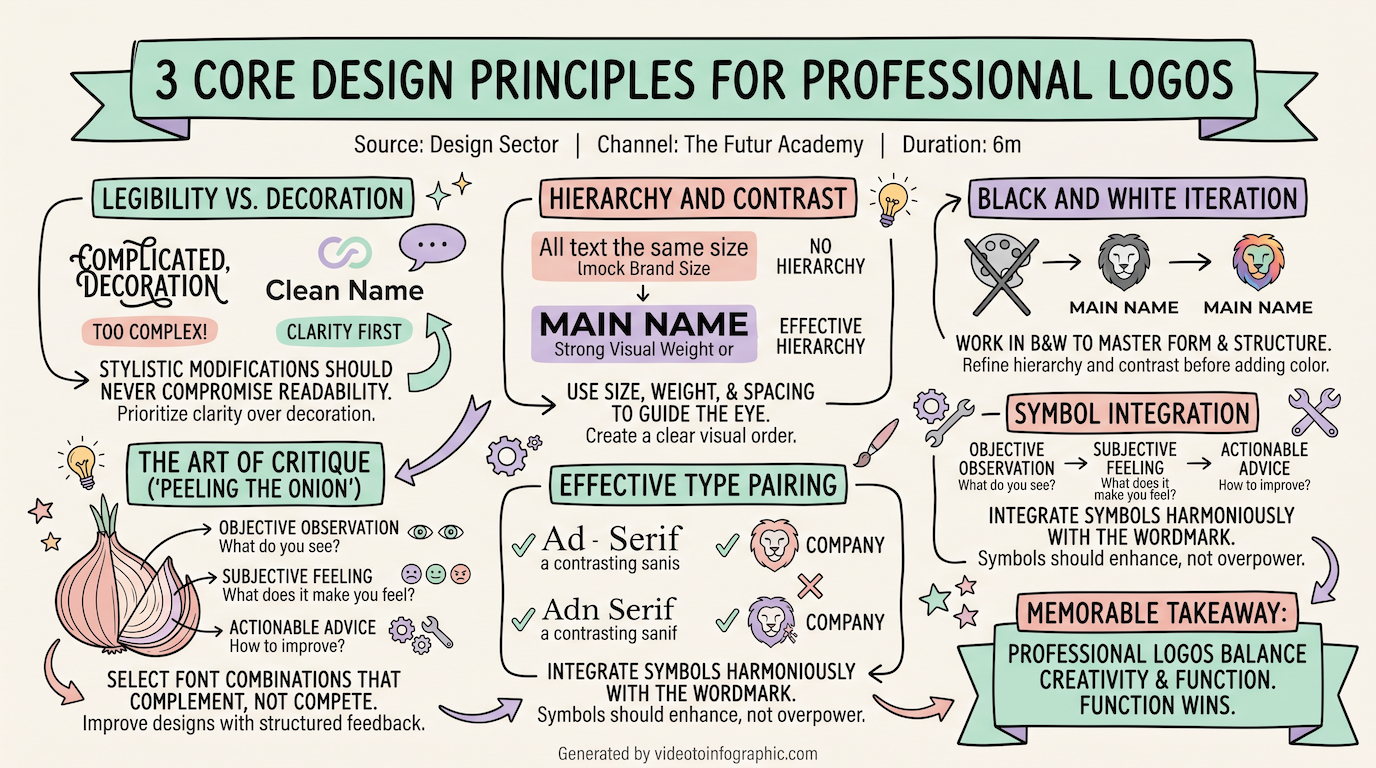 3 Core Design Principles for Professional Logos infographic